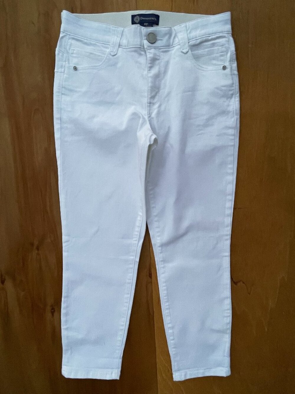 DEMOCRACY AB SOLUTION WIDE LEG CROPPED JEANS WOMEN’S sz 8p White Stretch NEW